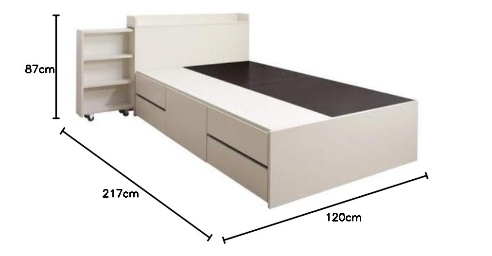 セミダブルサイズ スライド収納付き 大容量チェストベッド ニュアンス